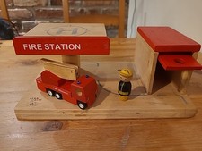 Vintage Plan City Fire Station Wooden Toys