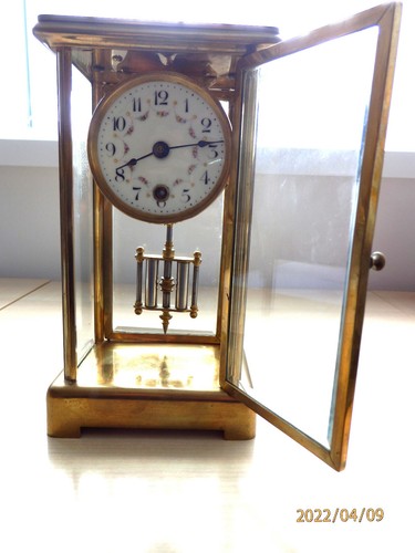 Four glass brass clock - four,