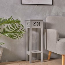 Wooden Tall Slim Side Table