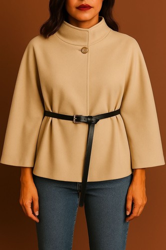 Ladies women jacket belted - jacket,