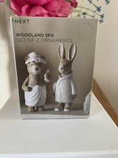 NEXT ~ BERTIE BEAR & ROSIE RABBIT ~ Woodland Spa Set of 2 Ornaments Bathroom