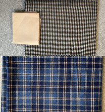 Wool Fabric Remnants Black & Camel Dogtooth 1500x1800mm Navy Check 1600x1500mm