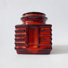 Danish ceramic pottery vase #386, vintage 1970s retro small orange fat lava era