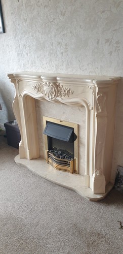 Marble back and hearth fire - and,