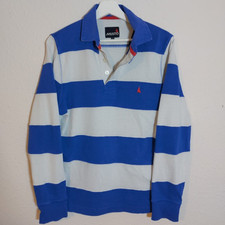 Musto Polo Rugby Style Long Sleeve Polo Shirt  Size Small Mens Blue White Stripe