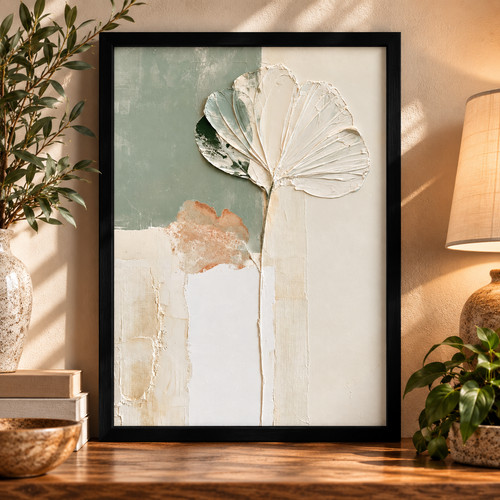 Green beige botanical wall - green,