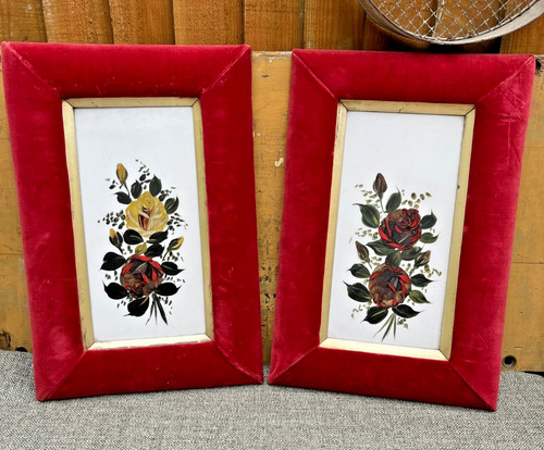 Pair antique raspberry red - pair,