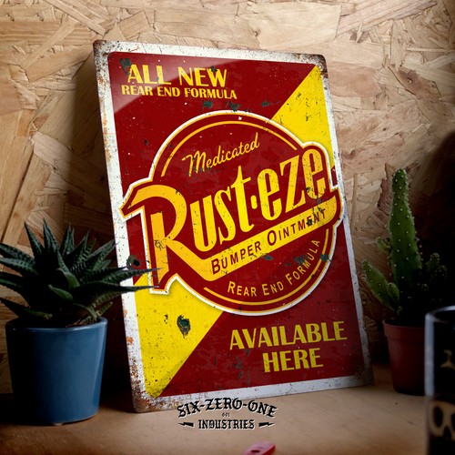 Rust eze metal sign worn - rust-eze, sign.