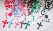 2 x Plastic Rosary Beads Black White Pink Blue Red Green Brown Rosaries