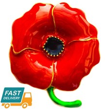 NEW LARGE RED 2025 DAISY ROSE ENAMEL CRYSTAL PIN BACK DIAMANTE BROOCH COLLECTION