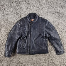 Frank Thomas Jacket Mens 44 XL Black Leather Biker Motorcyle