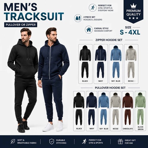 Men tracksuit set hoodie - set,
