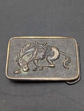 Vintage Brass Belt Buckle Saddle Bronc Cowboy Rodeo Horse Walsall 