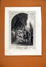 Original Old Antique Print