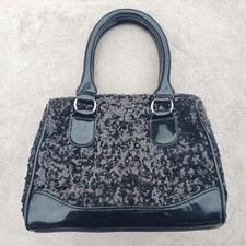 Black Sequin Handbag Vintage 90s Small Sparkly by BHS British Home Stores