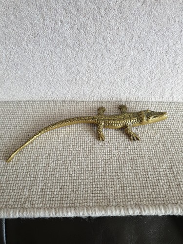 Vintage brass crocodile - vintage,