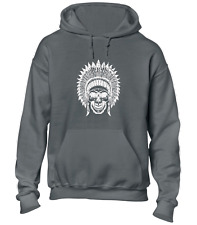 INDIAN SKULL HOODY HOODIE RETRO FASHION NATIVE AMERICAN HEADDRESS ANCIENT