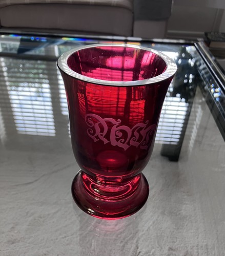 Cranberry glass goblet - cranberry, ?
