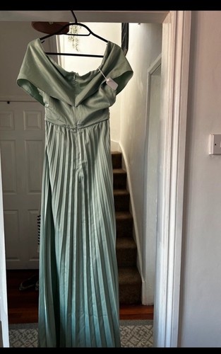 Sage green satin bridesmaid