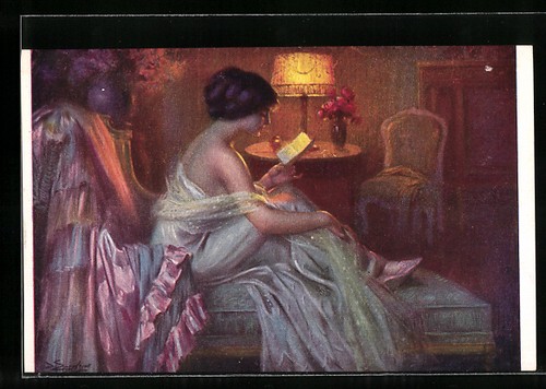 Artist postcard dolphin - postcard,