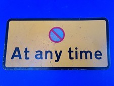 Genuine No Waiting Parking Restriction Road Traffic Sign Obsolete Vintage Metal