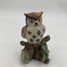 Owl Figurine on Branch Vintage