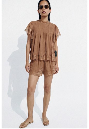 Zara women lace blouse - lace, &