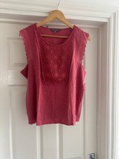 Ladies Size 16 Dark Pink Top Laura Ashley Elegant Cotton Blend Summer Preowned