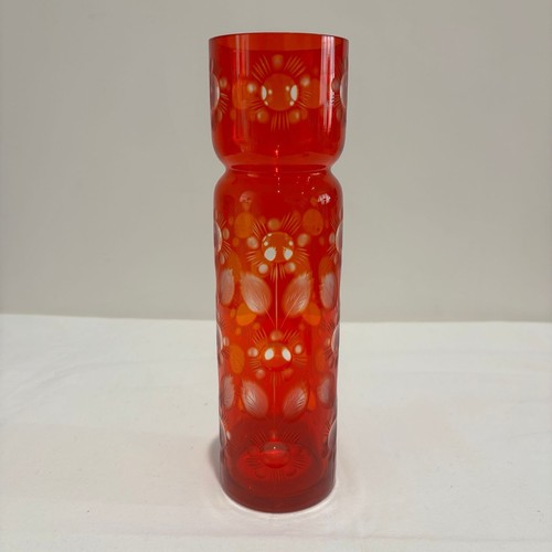 Bohemian cylinder glass vase - glass,