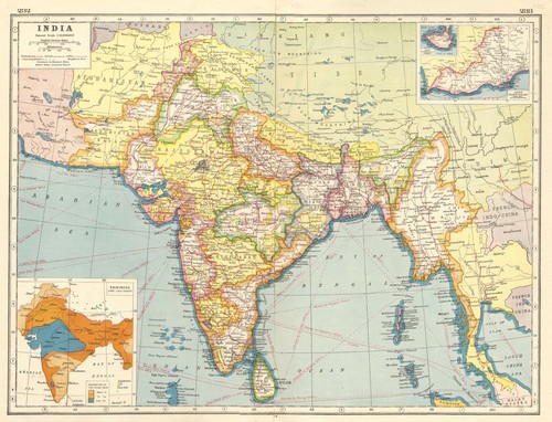 British india showing states - india.,