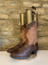 Tony Lama Brown Leather Women’s Cowboy Boots Size UK 8 US 10B Narrow Western