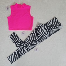 (#78) Age 9/11 Sleeveless Turtle Neck Cropped Top/Leggings Freestyle Dance 