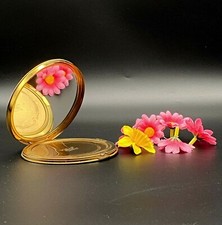 Vintage Vogue Vanities Powder Compact Mirror Gold Tone Metal Lace Design