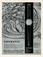 Rare Original Vintage Jaeger-LeCoultre Geomatic Watch MCM Art Print Ad 1960s