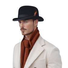 Handcrafted Wool Felt Bowler Hat, Sweatband & Satin Lined,Quality Warm Derby Hat