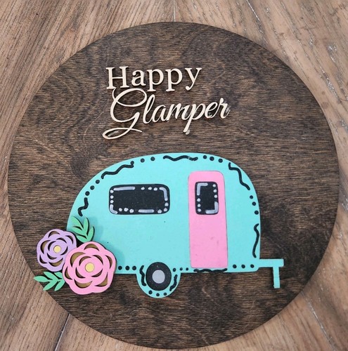 Happy glamper wood sign decor - glamper,
