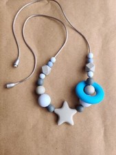 Woman Silicone Necklace food grade silicone BPA free Beads Grey Mixed