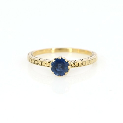 Blue sapphire gemstone ring - ring, 9k