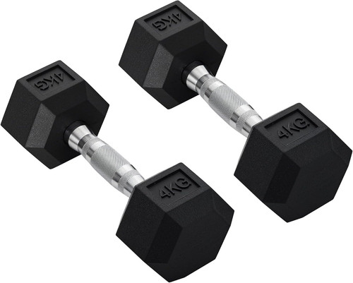 2x4 10kg rubber - hex, dumbbell