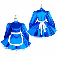 Maid Sissy Girl Blue Satin