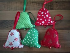 Christmas Bells Made of Matteral Double Sided with Matching Bells 3x3 Inches