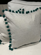 John Lewis cotton blend cushion cover with Pom Poms - 40cm x 40cm