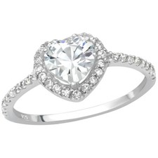 Sparkly Heart Ring Sterling