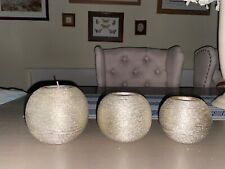 NEXT Set 2 Silver Carpet Ball Ornaments Tealight Holders Sparkle Glitter Candle 