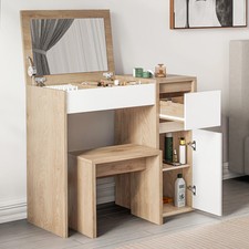 Dressing Table With Drawers Flip Up Mirror Vanity Bedroom Computer Office Desk
