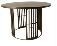 Round Dining Table 4 Seater Mango  Wood Antique Brass Detailing  120x120x76 cm