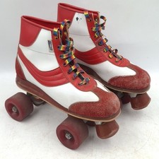 Vintage Mayfair Roller Skates Boots 70/1980s Size 6 White & Red Prop Retro