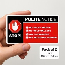2x Stop Cold Calling Door Vinyl Decal Sticker  No Canvassers Callers Sign 140x80
