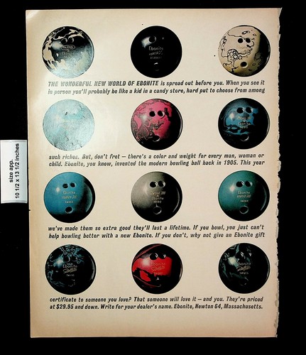 1962 ebonite bowling balls - ebonite,