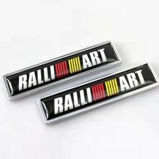 2pcs New MITSUBISHI Ralliart Car Side Wing Fender Emblem Badge Sticker Black